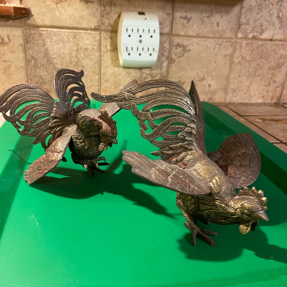 Elegant Brass rooster set Figurines - Picture 7 of 8
